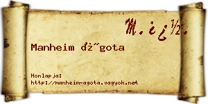 Manheim Ágota névjegykártya
