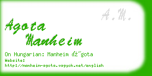 agota manheim business card